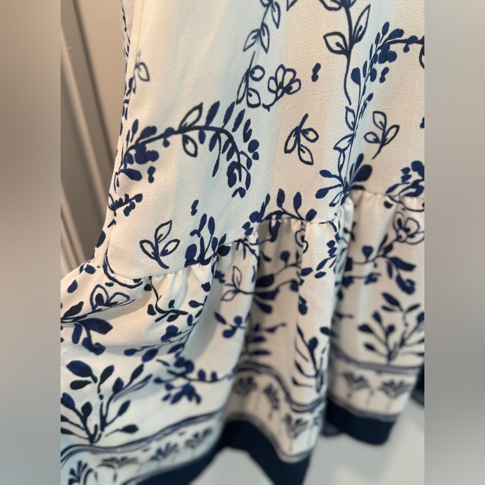 Rachel Zoe Blue White Floral Border Print Tunic Dress Size S *HOST PICK* - Picture 7 of 10